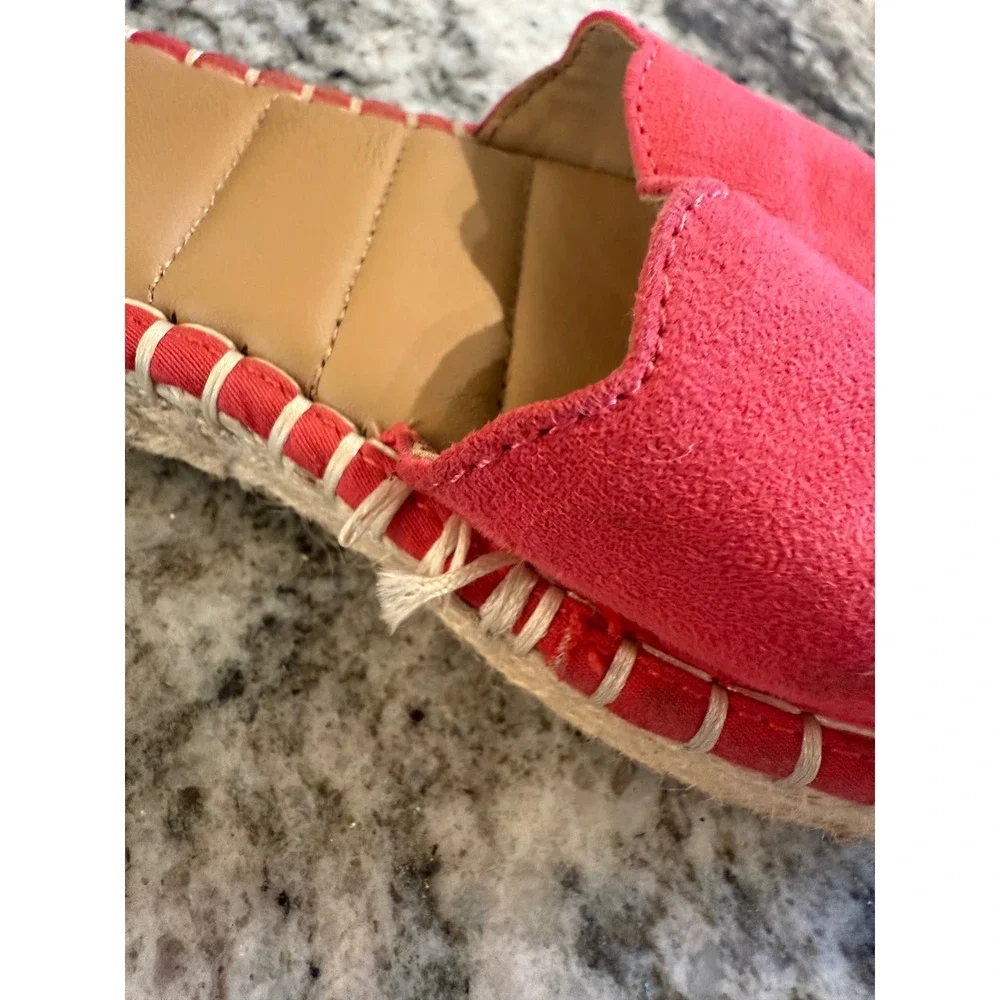 Joie Cruz Coral Pink‎ Scalloped Espadrille Ankle Strap Flats Womens 7.5M S4652
